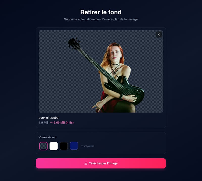 Aperçu de l'outil de suppression d'arrière-plan